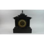 A Late 19th Century French Black Slate Mantle Clock of Architectural Form. 34.5cm high
