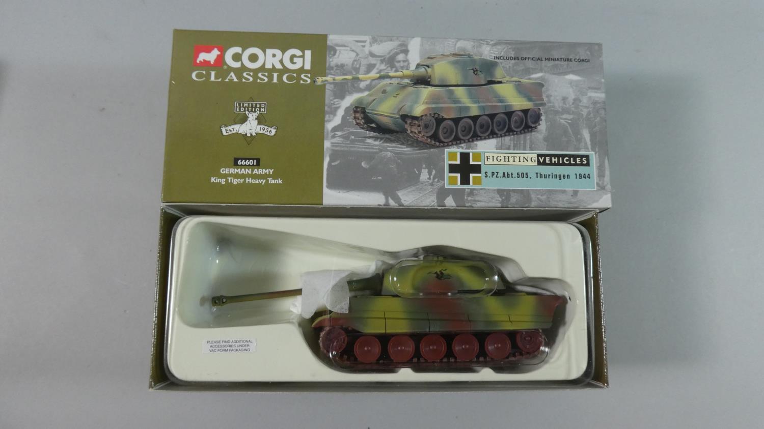 A Collection of Six Boxed Corgi Classics and Fighting Machines to include 66501 German Tank Tiger Mk - Image 2 of 5