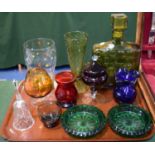 A Tray of Coloured Glassware