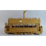 A Large Model of a Tramcar Built From Matchsticks, 53cm Long