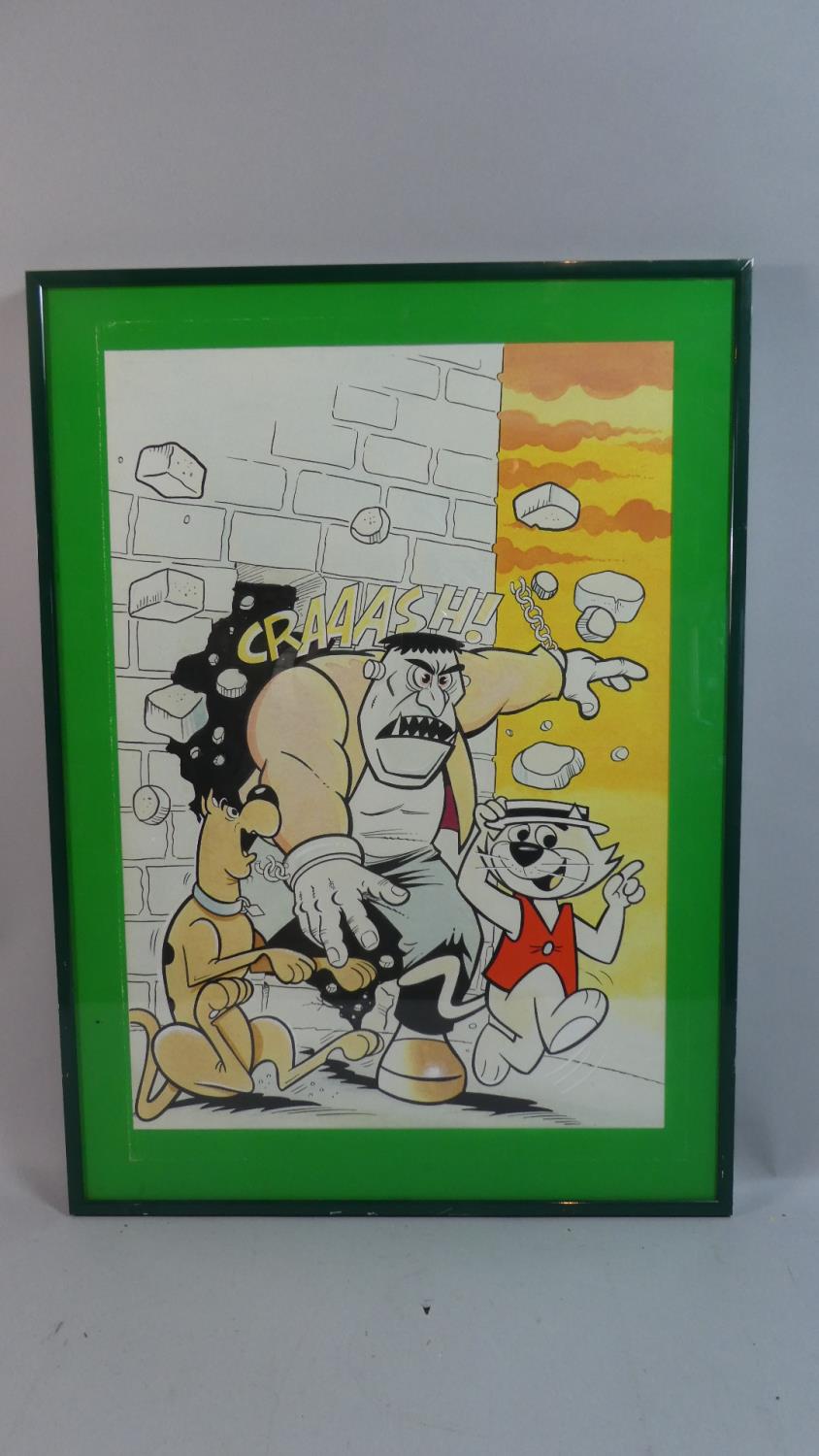 A Framed Top Cat Cartoon, 46cm high