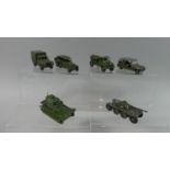 A Collection of Six Unboxed Military Dinky Toys to include Water Tanker, EBR Panhard, 1 Ton Cargo