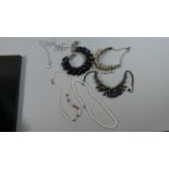 A Small Collection of Costume Jewellery to Include Art Deco Ladies Pearl Embroidered Collars,