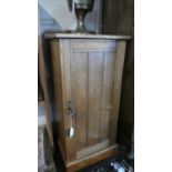 An Edwardian Oak Galleried Bedside Cabinet with Panelled Doors to Shelved Interior, 38cm Wide