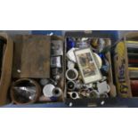 Two Boxes Containing Ceramics, Glassware, Cutlery etc