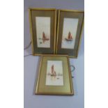 A Set of Three Early 20th Century Framed Watercolours Depicting Fishing Barges