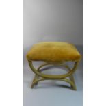 A 1950's Upholstered X Framed Stool, 49cm Long