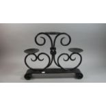 A Wrought Iron Three Branch Pricket Candle Stand, 48cm Wide