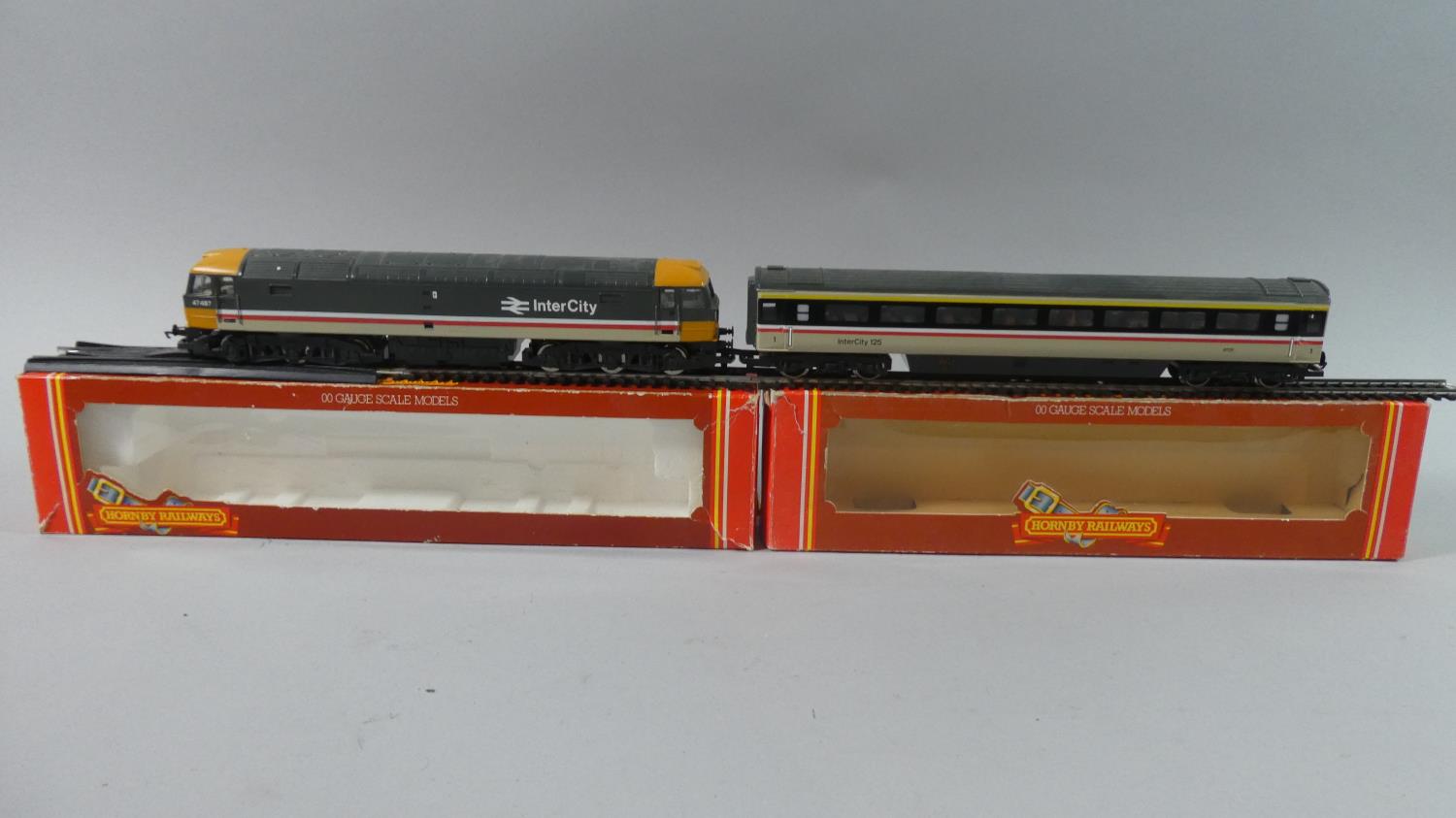 Two Boxed Hornby Railway Loco and Coach in the Intercity Livery to Include R802, BR Class 47