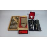 A Collection of Engineers Tools, Drawing Set, Mercer Meter etc