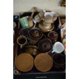 A Tray Containing Large Quantity of Denby to Include Coffee Set, Storage Jars, Tankard, Pestle and