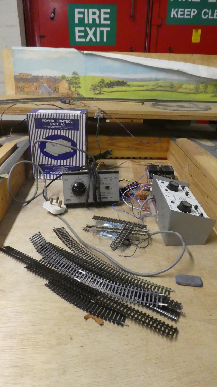 A Part Built OO Gauge Layout with Some Track Wiring and Controllers. Layout Base Board 195x125cms - Image 2 of 5