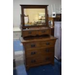 An Arts and Crafts Influenced Oak Dressing Chest with Two Short and Two Long Drawers, 91cm Wide