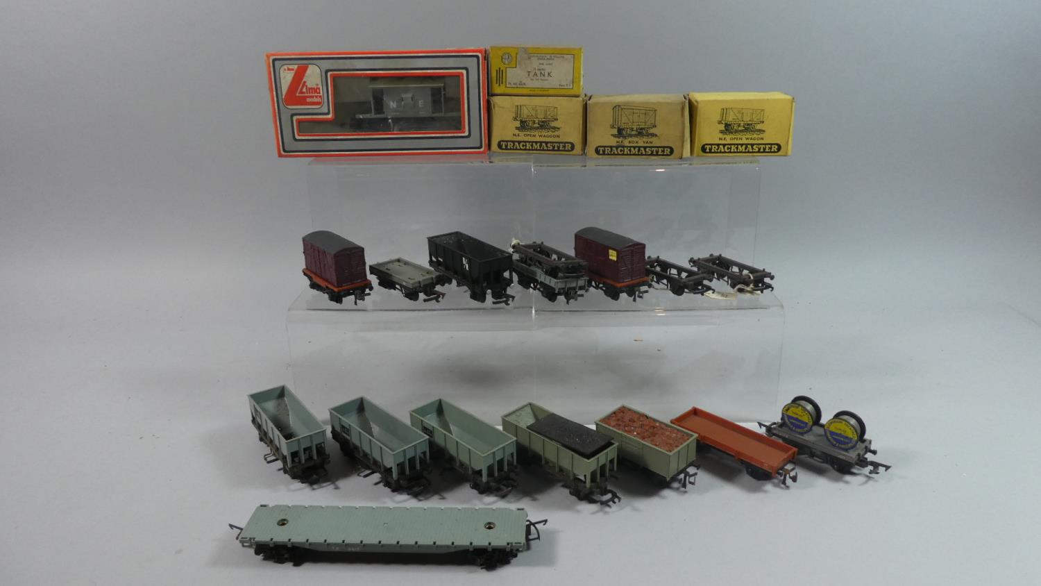 A Collection of 21 Boxed and Unboxed Wagons by Tri-Ang, Lima, Trackmaster to include Open Wagons,