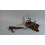 A 19th Century Brass Mounted Mahogany Moulding Plane Inscribed T Leivesley Together with a Wooden