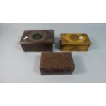 Three Carved and Pierced Wooden Boxes, the Largest 19cm Wide