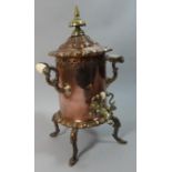 A Late 19th Century Samovar with Brass Finial and Tap on Four Scrolled Feet, 34cm high