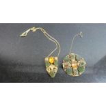 Two Czechoslovakian Bloodstone Mounted Pendants