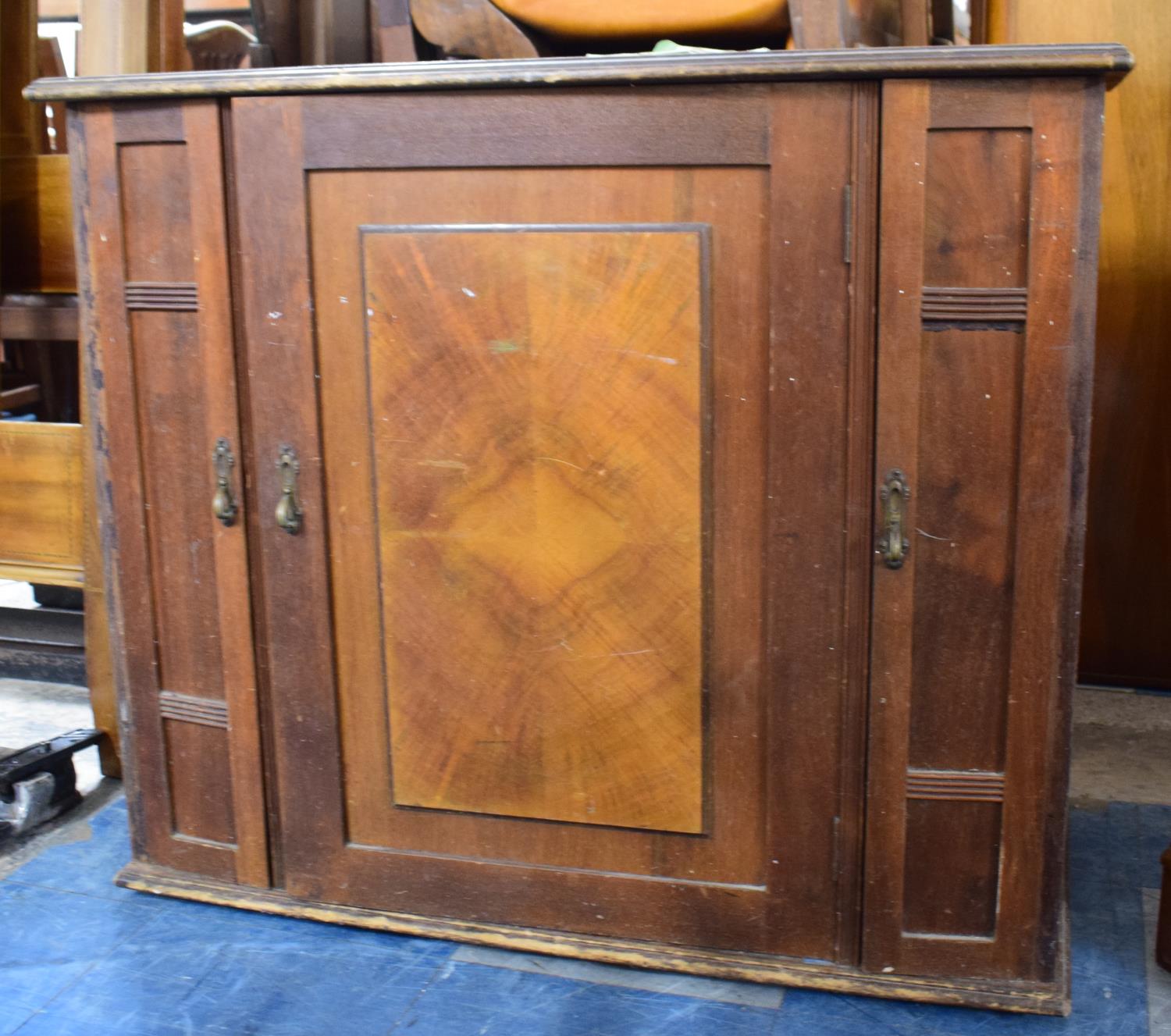 A Cabinet Containing Treadle Frister and Rossmann Sewing Machine, Locked and No Key, 90cm Wide