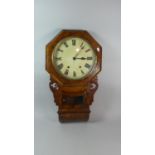 A Late 19th/Early 20th Century Octagonal Drop Dial Wall Clock, Working Order, 70cm High