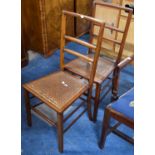 A Pair of Edwardian Cane Seated Ladder Back Bedroom Chairs