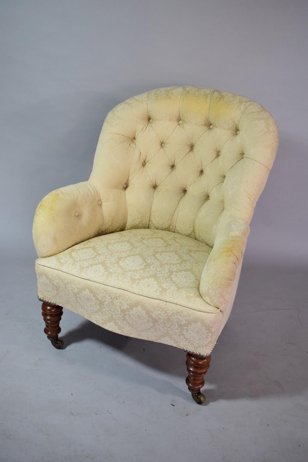 A Lades Buttoned Upholstered Nursing Chair for Re-upholstery