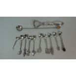 A Collection of Six Various Silver and White Metal Spoons, Bottle Opener, Coin Spoon etc