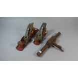 Two Acorn Wood Planes and a Wooden Example
