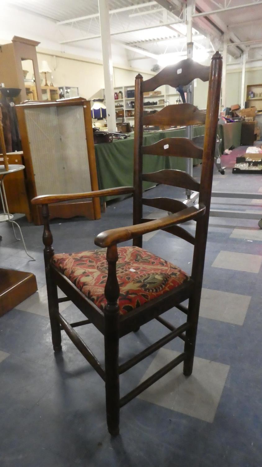 A 19th Century North Country Ladder Back Arm Chair