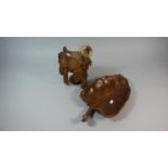 A Detailed Leather Model of an American Saddle on Stand Together with a Treen Fruit Dish in the Form