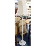 A Cream Painted Mid 20th Century Standard Lamp and Shade with Reeded Support