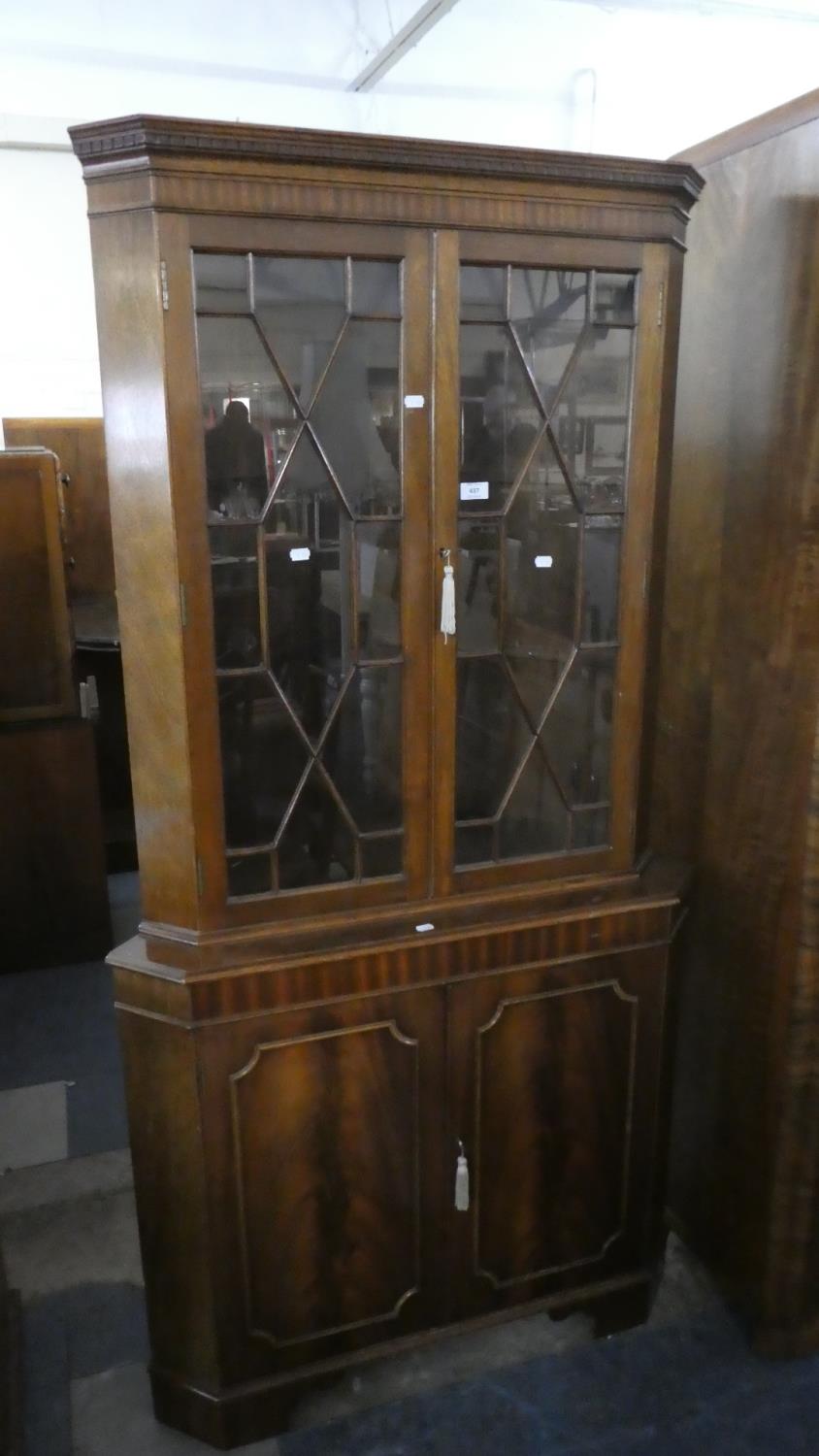 A Double Freestanding Astragal Glazed Corner Cabinet, 92cm Wide