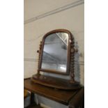 A Late 19th Century Walnut Framed Dressing Table Mirror with Bobbin Supports, 57cm High