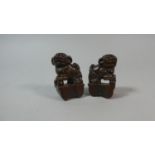 A Pair 19th Century of Oriental Wooden Carvings in the Form of Foo Dogs, Possibly Furniture Mounts/