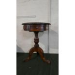 A Reproduction Mahogany Drum Table with Single Drawer, Tripod Support and Claw and Ball Feet, 50cm