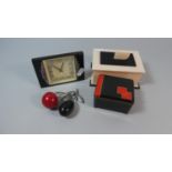 A Collection of Art Deco Items to Include Mantle Clock, Two Jewellery Boxes, Cruet Set etc