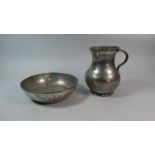 A North African Silver Plated Copper Jug and Bowl Set