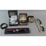 A Collection of Wrist Watches, Alarm Clock, Pair of Sterling Silver Earrings etc