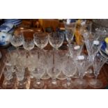 A Tray of Etched and Cut Glass to Include Sherries, Liquers, Wines and Whisky Tumblers etc