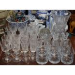 A Tray of Glassware to Include Three Set of Six Sherries, Set of Six Tumblers, Vases etc