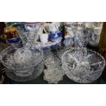 A Tray of Cut and Moulded Glassware to Include Jugs Bowls, Vases etc