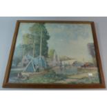 A Framed Impressionist Print of Canal Scene