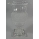 A Large Moulded Glass Vase with Opaque Decoration in Relief, 31cm High