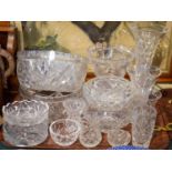 A Tray of Cut Glass to Include Vases, Fruit Bowls etc
