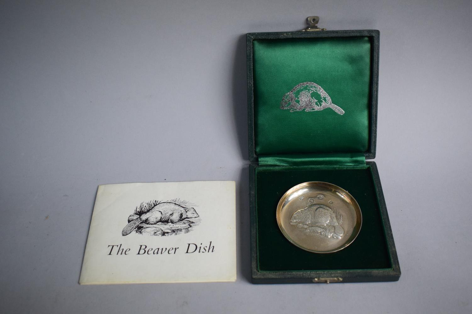 A Cased Silver Pin Dish "The Beaver Dish", Sheffield 1977 - Image 2 of 3