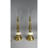 A Pair of Modern Brass Table Lamps, 52cm High