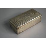 A Silver Rectangular Dressing Table Box with Crested Hinged Lid. 12.5cm Long. Stamped 900 J.C.
