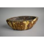 An Unusual Carved Boat Shaped Marble Bowl, Perhaps Glue Pot or Similar. Chip to Rim. 23.5cms Wide