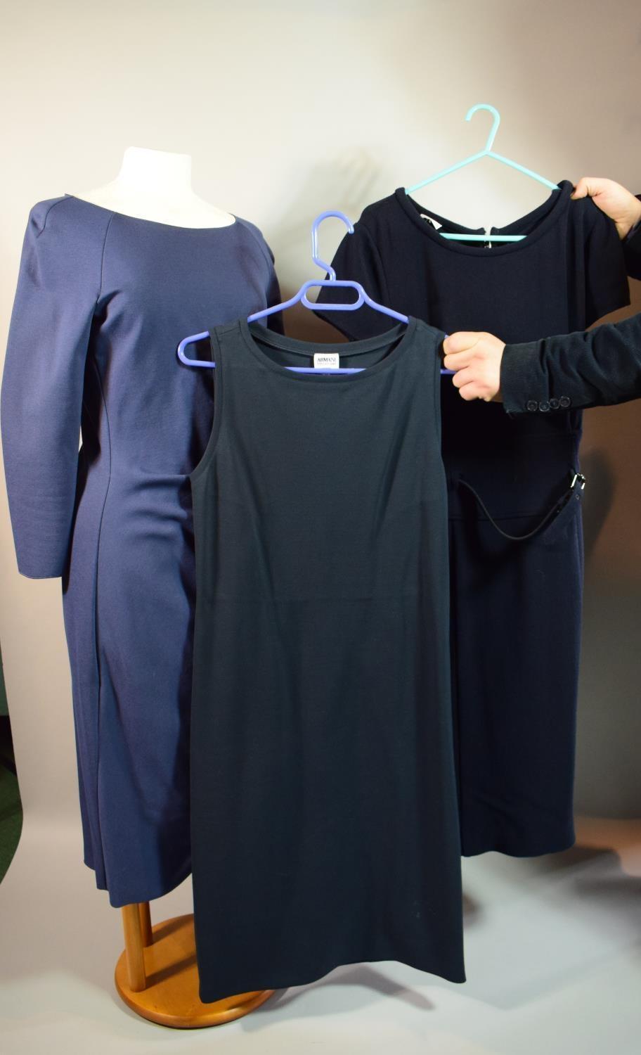 Three Navy Armani Ladies Dresses, Sizes 42 and 46