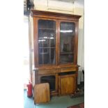 A Late Victorian Mahogany Library Bookcase for Restoration. Glazed Top Section with Shelves and